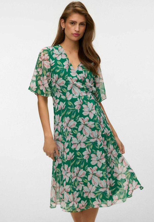 Vero Moda VMZILLE 2/4 WRAP LAYERED DRESS - Day dress - bosphorus
