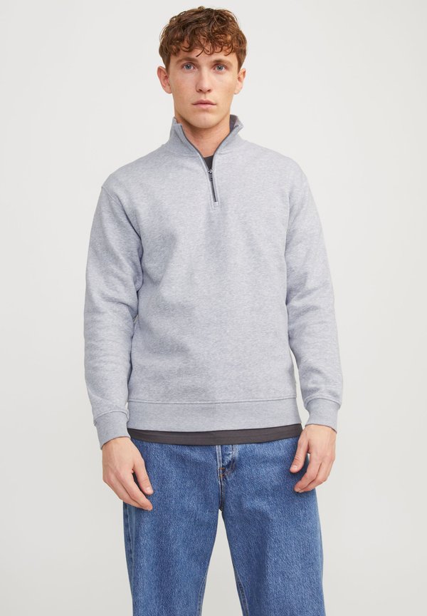 Jack & Jones JJEBRADLEY SWEAT HALF ZIP NOOS - Sweatshirt - light grey melange