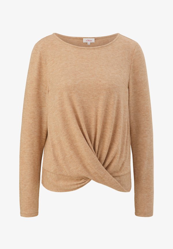 s.Oliver ET DÉTAIL CACHE-CŒUR - Long sleeved top - sandstein