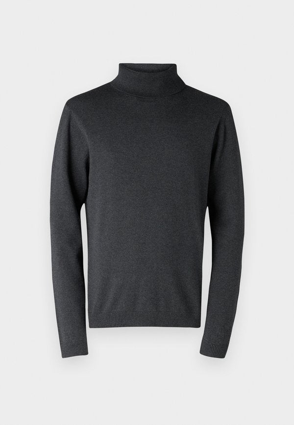 Jack & Jones JJEBASIC KNIT ROLL NECK NOOS - Jumper - dark grey melange