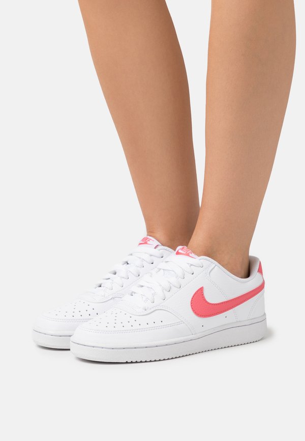 Nike Sportswear COURT VISION - Trainers - white/sea coral/volt black