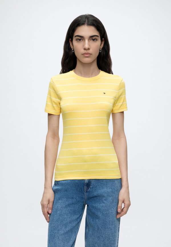 Tommy Hilfiger CODY C NECK - Basic T-shirt - citronella / ecru