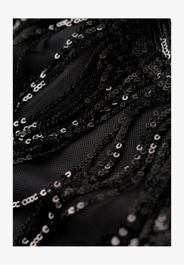 Superdry & Co FRINGE SEQUIN - Cocktail dress / Party dress - long fringe black sequin