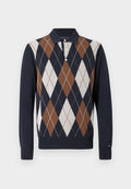 Tommy Hilfiger ARGYLE RUGBY COLLAR JUMPER - Jumper - desert sky