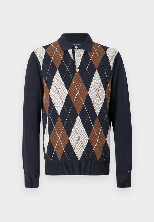 Tommy Hilfiger ARGYLE RUGBY COLLAR JUMPER - Jumper - desert sky