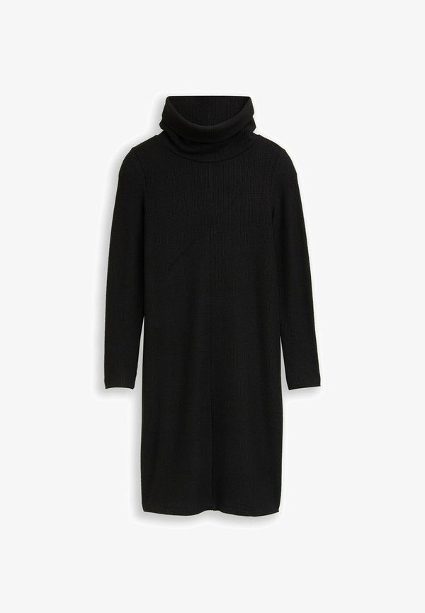 TOM TAILOR COSY MIT WAFFELSTRUKTUR - Jumper dress - deep black