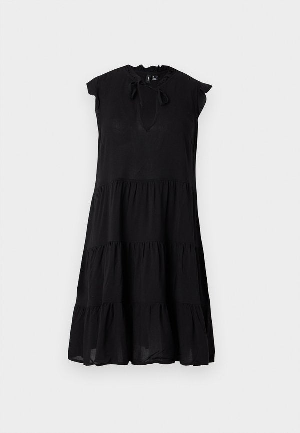 Vero Moda VMALBA SHORT TIE DRESS - Day dress - black