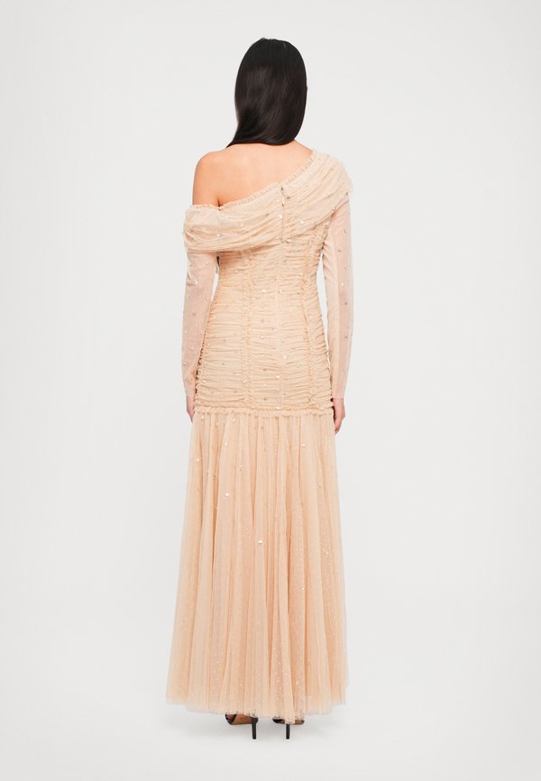 Needle & Thread GIGI DOT ONE SHOULDER ROUCHED GOWN