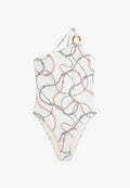 Tommy Hilfiger PRINT TORTOISESHELL RING ONE SHOULDER - Swimsuit - chain rope calico
