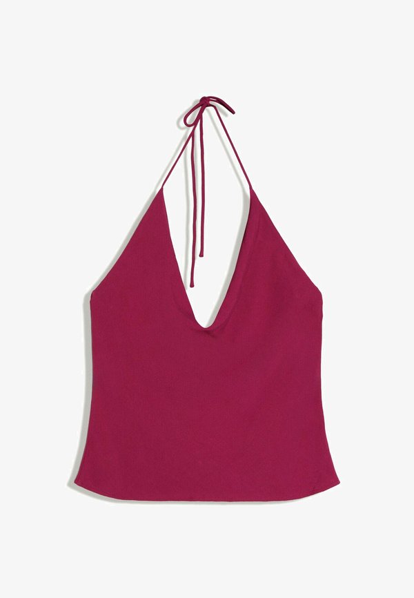 Bershka DRAPED - HALTER TOP - Top - bordeaux