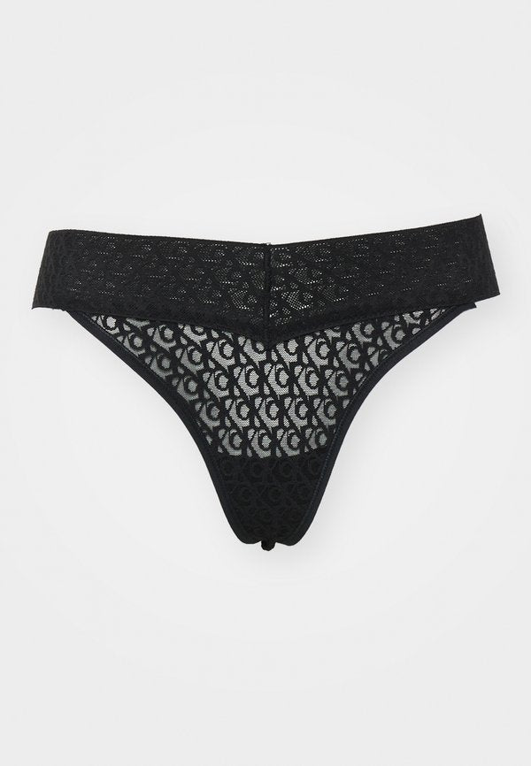 Calvin Klein Underwear LOW RISE THONG ICON LOGO LACE - Thong - black
