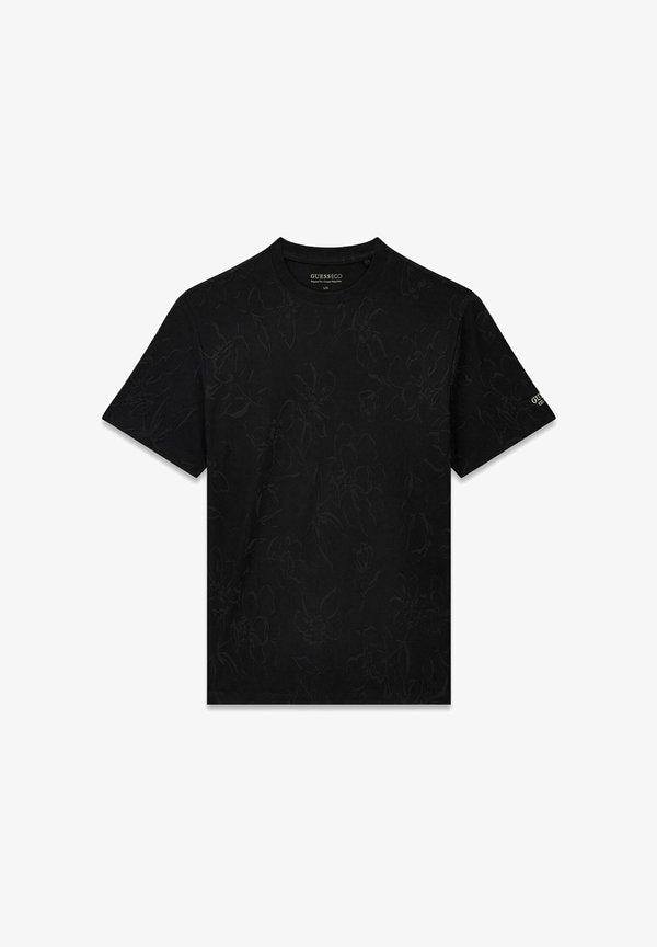 Guess CN SS JACQUARD ALLOVER TEE - Print T-shirt - fjga   floreal jacq blac