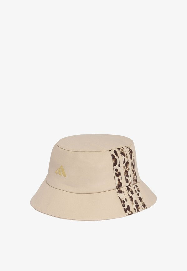 adidas Performance ADIDAS PERFORMANCE LEO GRAPHIC BUCKET HAT UNISEX - Hat - crystal linen   khaki six   dark brown   gold metallic