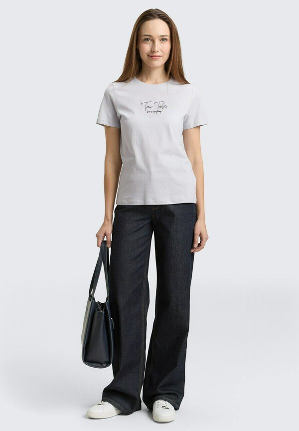 TOM TAILOR T-SHIRT CREW NECK LOGO - Print T-shirt - soft dusty blue