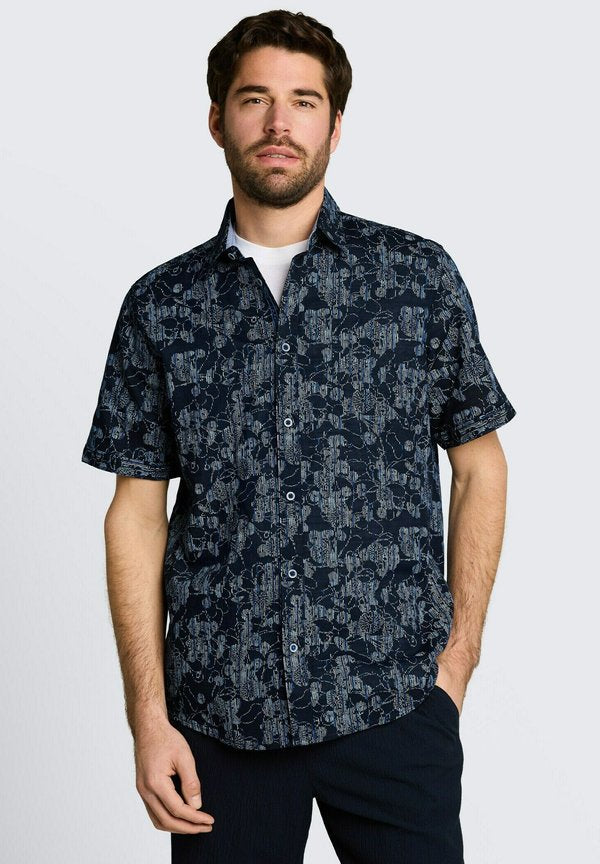 TOM TAILOR TOM TAILOR BLUSEN & SHIRTS REGULAR FIT KURZARMHEMD MIT MUSTER - Shirt - navy irregular design