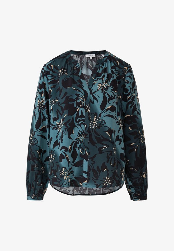 s.Oliver AUS MIT ALL-OVER-PRINT - Blouse - dunkles türkis