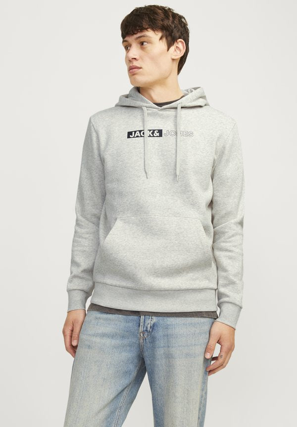 Jack & Jones Logo - Hoodie - white melange
