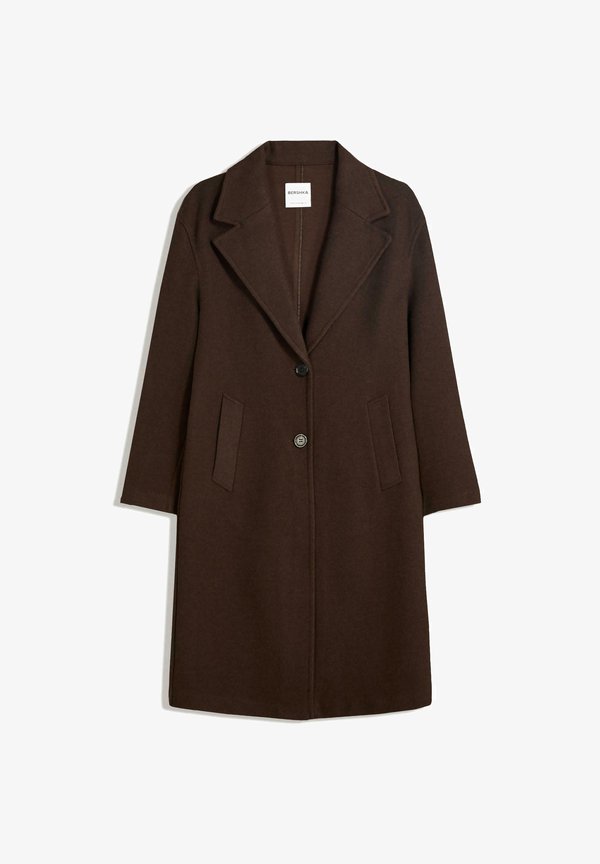 Bershka Classic coat - mottled dark brown