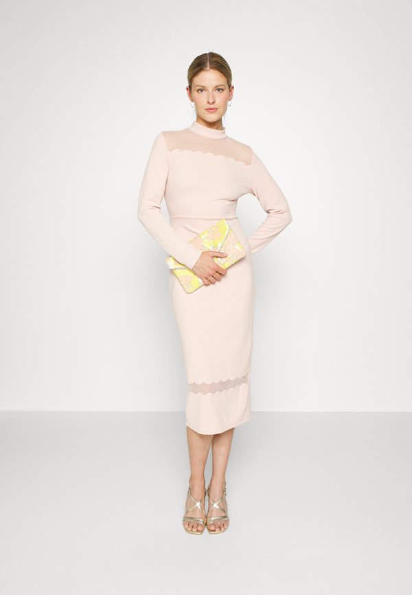 WAL G. WGXZL WEDDING - FRANKA HIGH NECK MESH MIDI DRESS