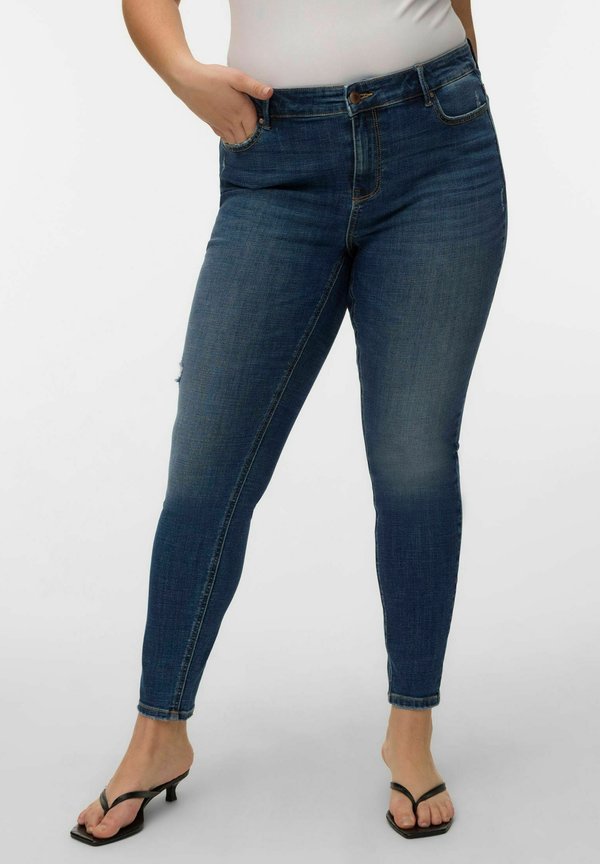 Vero Moda Curve Skinny fit VMCFLASH Mid rise - Slim fit jeans - dark blue denim