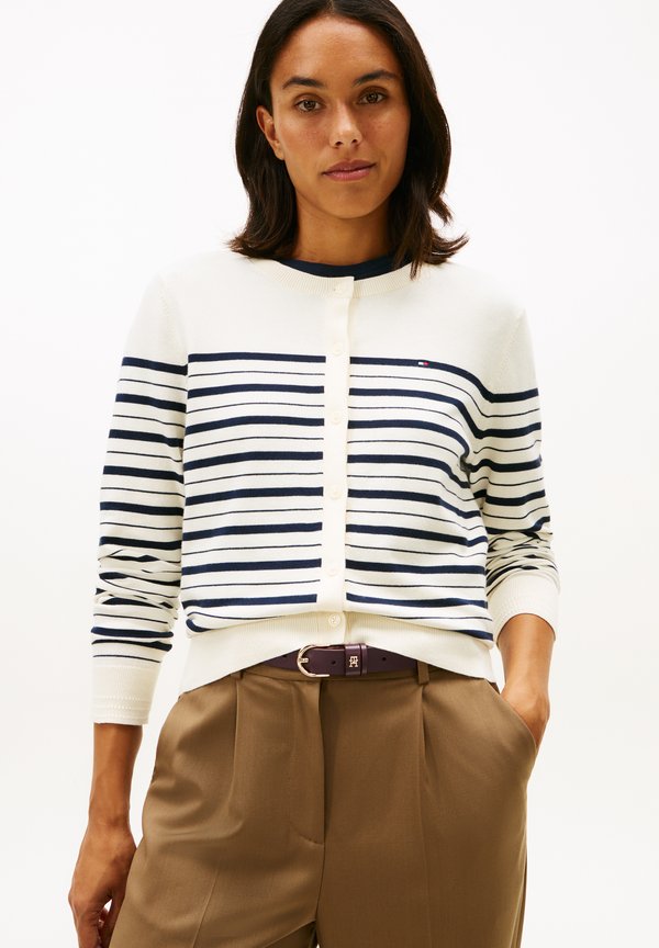 Tommy Hilfiger CO JERSEY FINE GG C-NK LS CARDI - CO JERSEY FINE GG - Cardigan - ecru marine