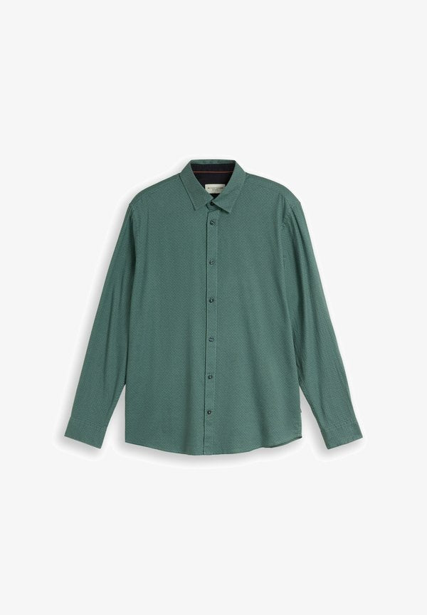 TOM TAILOR REGULAR FIT HEMD MIT ALLOVER-PRINT - Shirt - olive geometric design