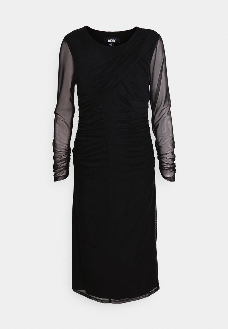 CREWNECK RUCHED MIDI DRESS Media 1