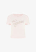 Guess STUDS SCRIPT TEE - Print T-shirt - rose