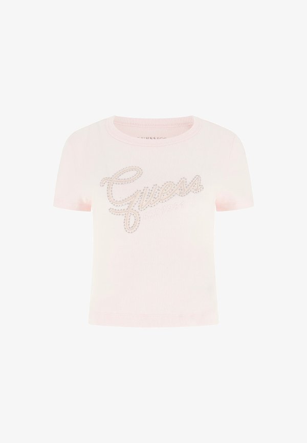 Guess STUDS SCRIPT TEE - Print T-shirt - rose