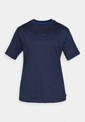 Dunkelblaue Baumwollt-Shirt mit Rundhalsausschnitt, kurzen Ärmeln und "CFC"-Logo in Blau über dem Nike-Swoosh. Glatte Textur und lässige Passform.