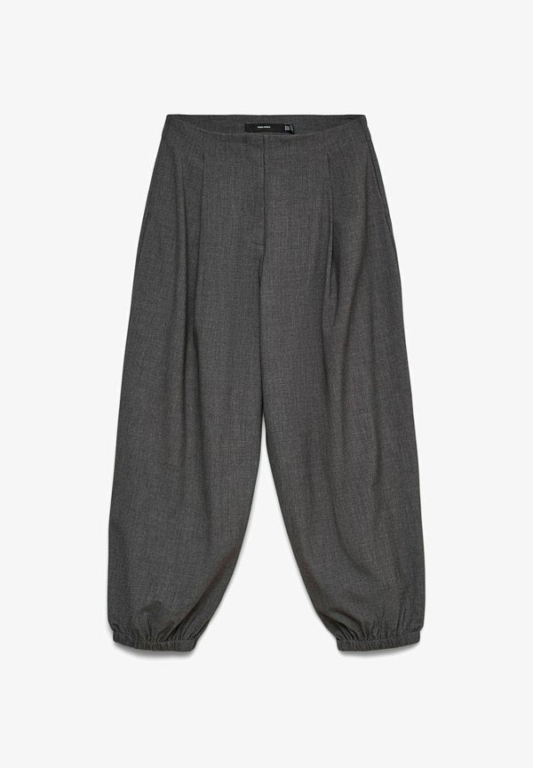 Vero Moda VMTEXAS MW BALLOON PANT - Trousers - dark grey melange
