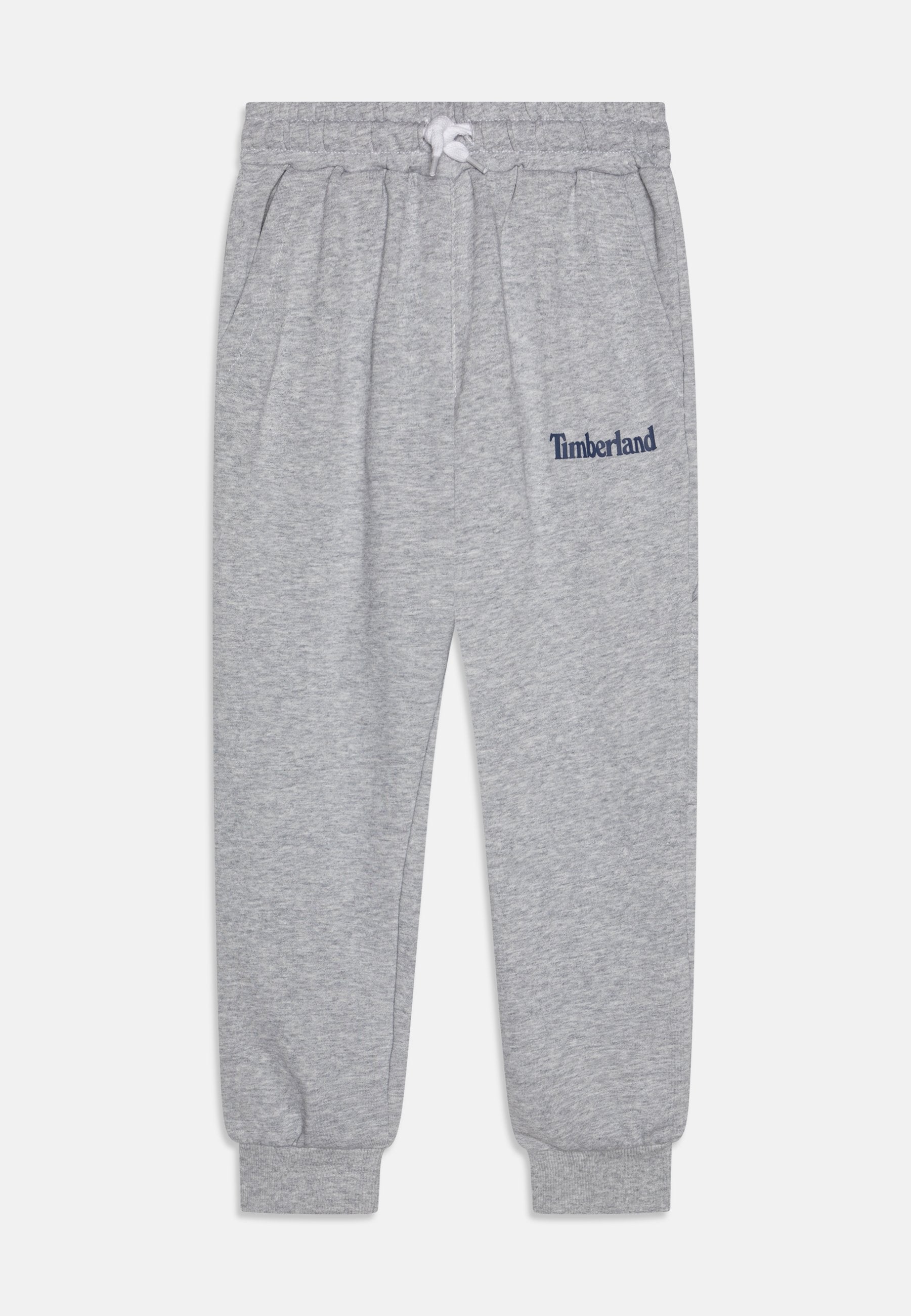 Graue Sweatpants aus einem Baumwollmischgewebe, mit einem elastischen Bund und Kordelzug, Seitentaschen und dem "Timberland"-Logo in Marineblau.