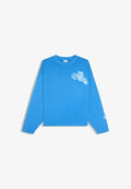 Bershka LONG SLEEVE PRINT - T-SHIRT - Long sleeved top - dark blue