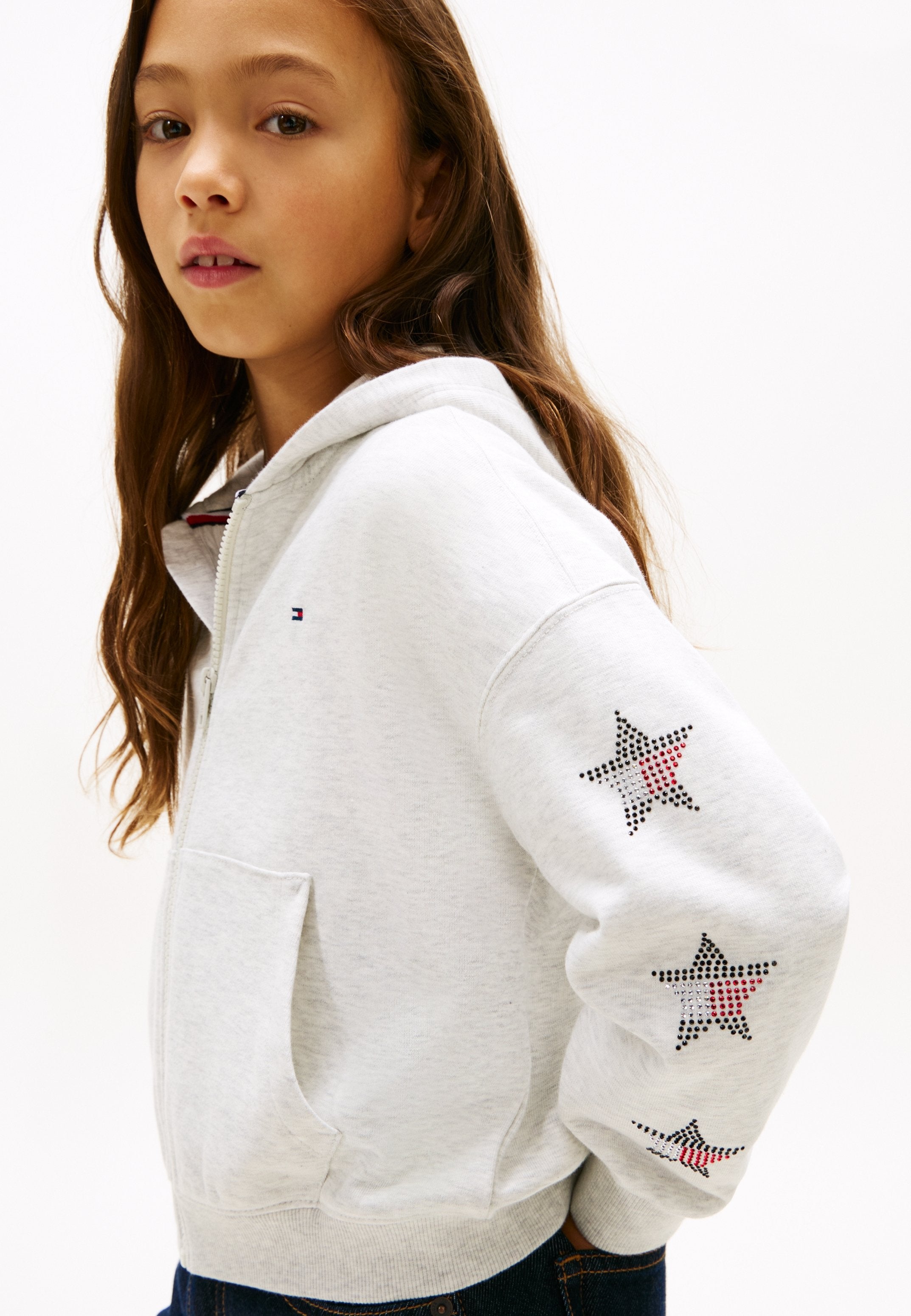 DIAMANTÉ STAR BACK LOGO ZIP-THRU HOODY Media 5