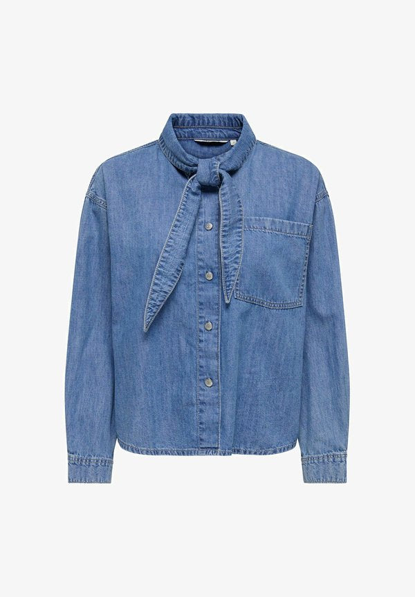 ONLY DENIM SHIRT ONLALISIA DENIM SHIRT - Button-down blouse - medium blue denim