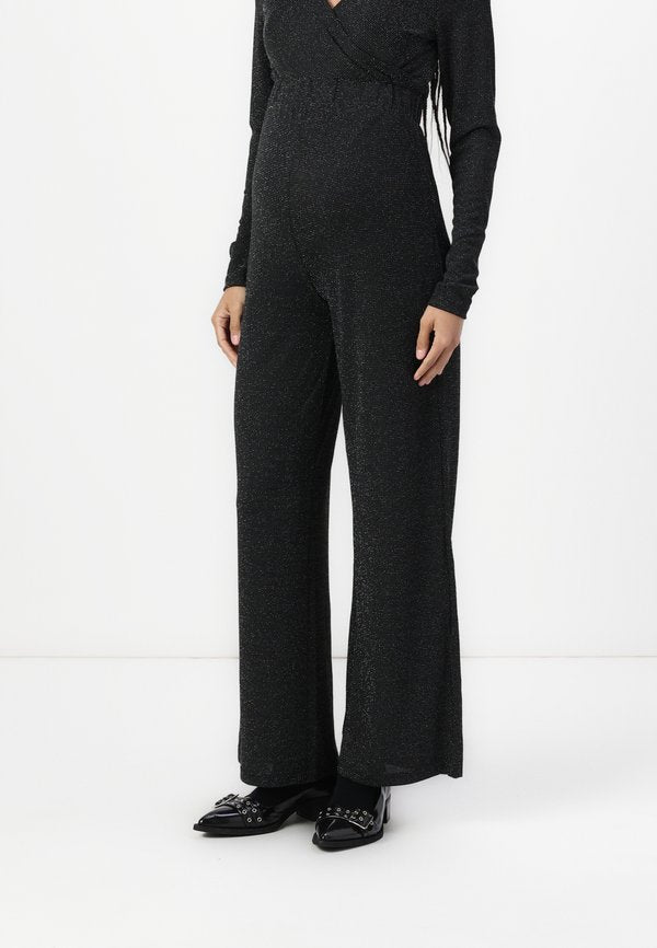 Vero Moda Maternity VMMKANVA GLITTER WIDE PANT - Trousers - black
