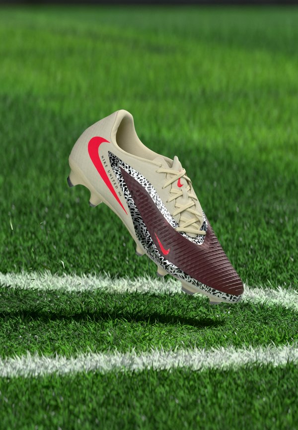Nike Performance PHANTOM 6 LOW ACADEMY UNITED FG/MG UNISEX - Football boots artificial grass - burgundy crush/university red/fossil