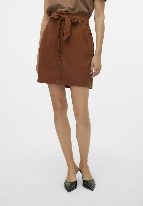 Vero Moda VMVILJA Corduroy High waist Short - A-line skirt - tobacco brown