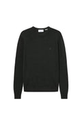 Dunkelgrüner, langärmliger Pullover aus weichem Material. Mit Rundhalsausschnitt und dezentem Logo auf der Brust. Schlichtes Design.