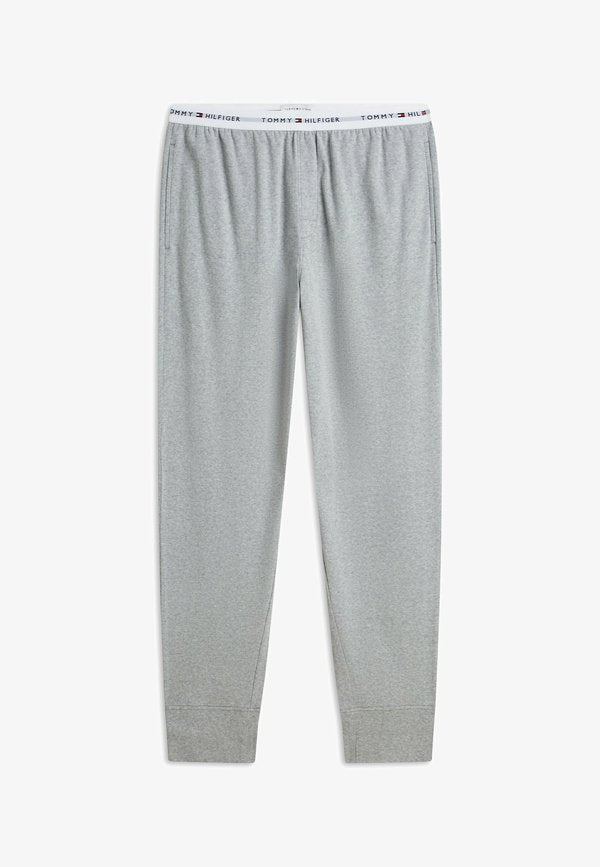 Tommy Hilfiger TOMMY HILFIGER SIGNATURE REPEAT LOGO CUFFED PYJAMA BOTTOMS - Pyjama bottoms - light grey heather