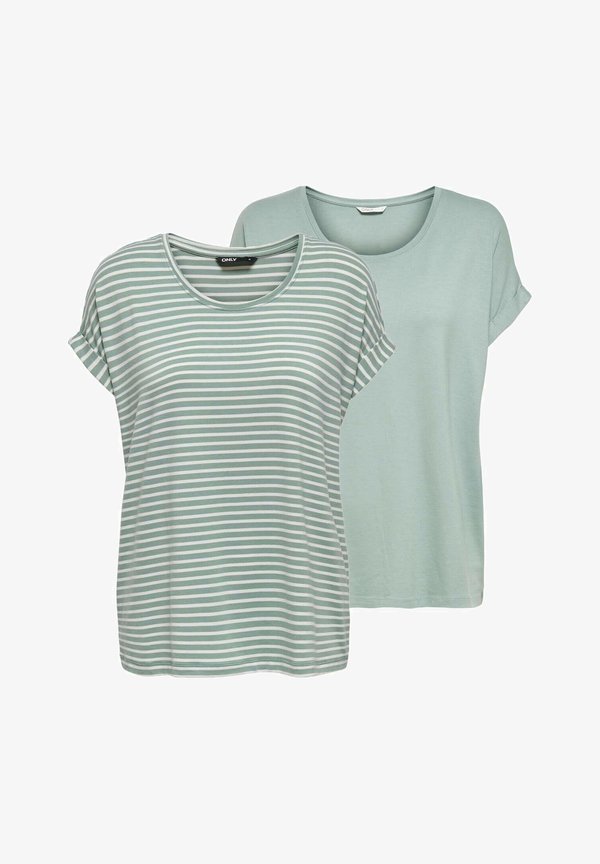 ONLY MOSTER 2 PACK - Print T-shirt - jadeite w cd stripes