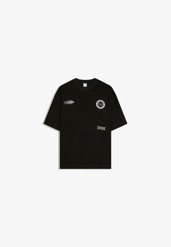 Bershka TERRY PRINT - TSHIRT - Print T-shirt - black