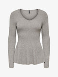 ONLY ONLIBI V NECK RIB PEPLUM  - Jumper - medium grey melange
