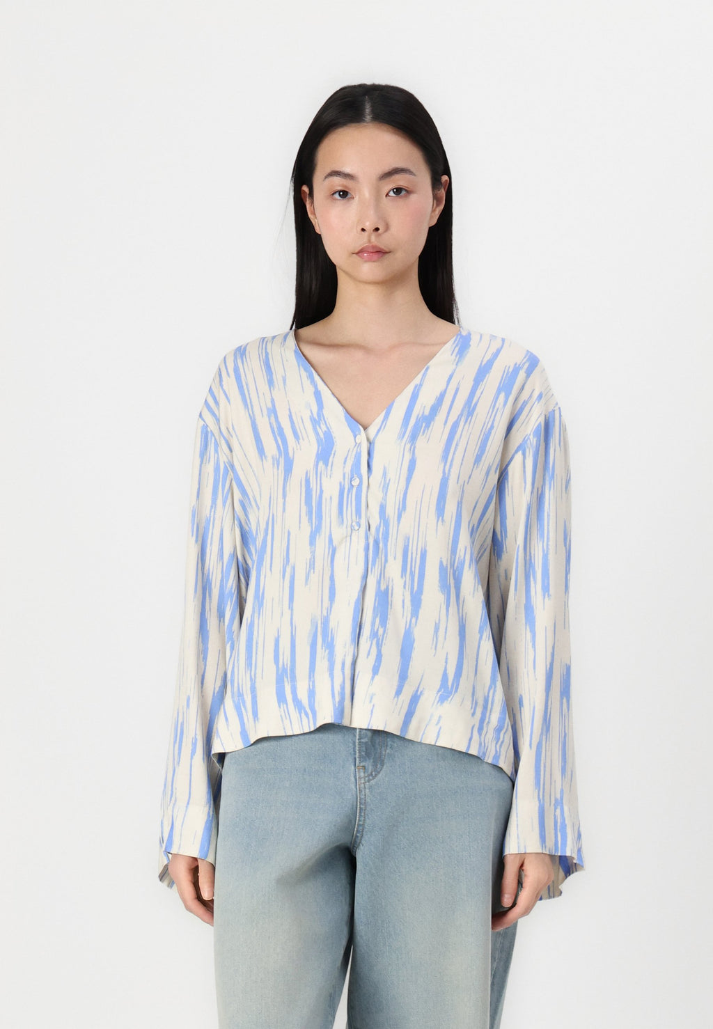 Selected Long sleeved printed viscose