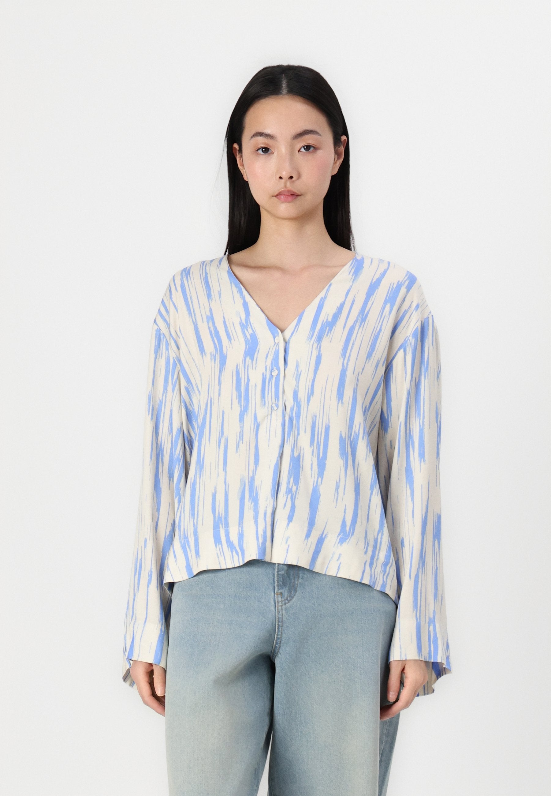 Selected Long sleeved printed viscose