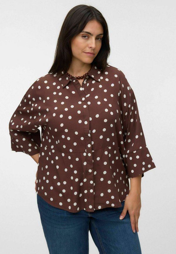 Vero Moda Curve SHIRT VMCELISA SHIRT - Button-down blouse - chocolate martini