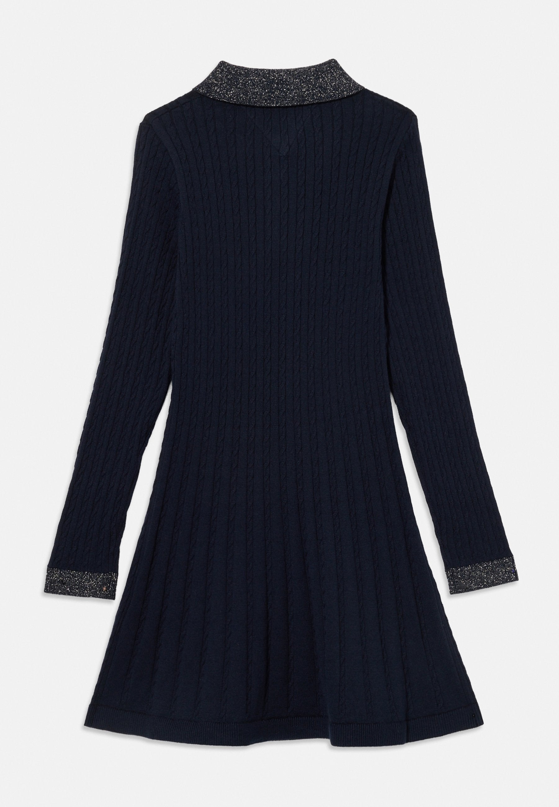 GLITTER MINI CABLE KNIT JUMPER DRESS Media 2