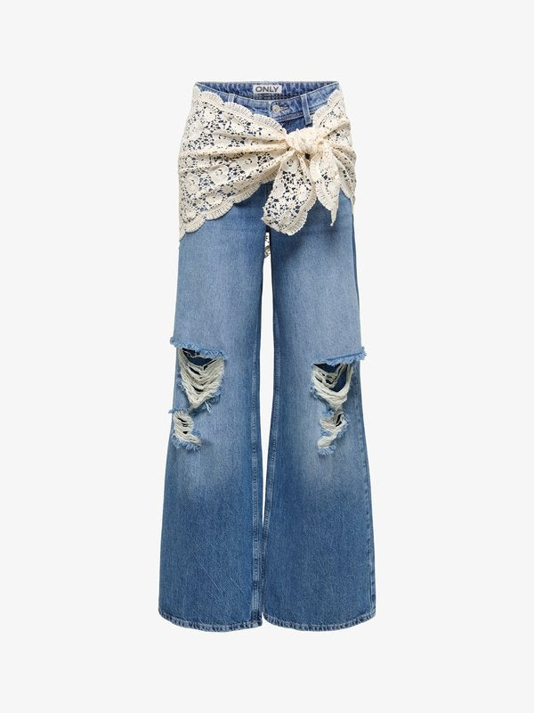 ONLY Wide-fit ONLCARRIE Mid waist Wide Leg Fit - Wide Leg - medium blue denim