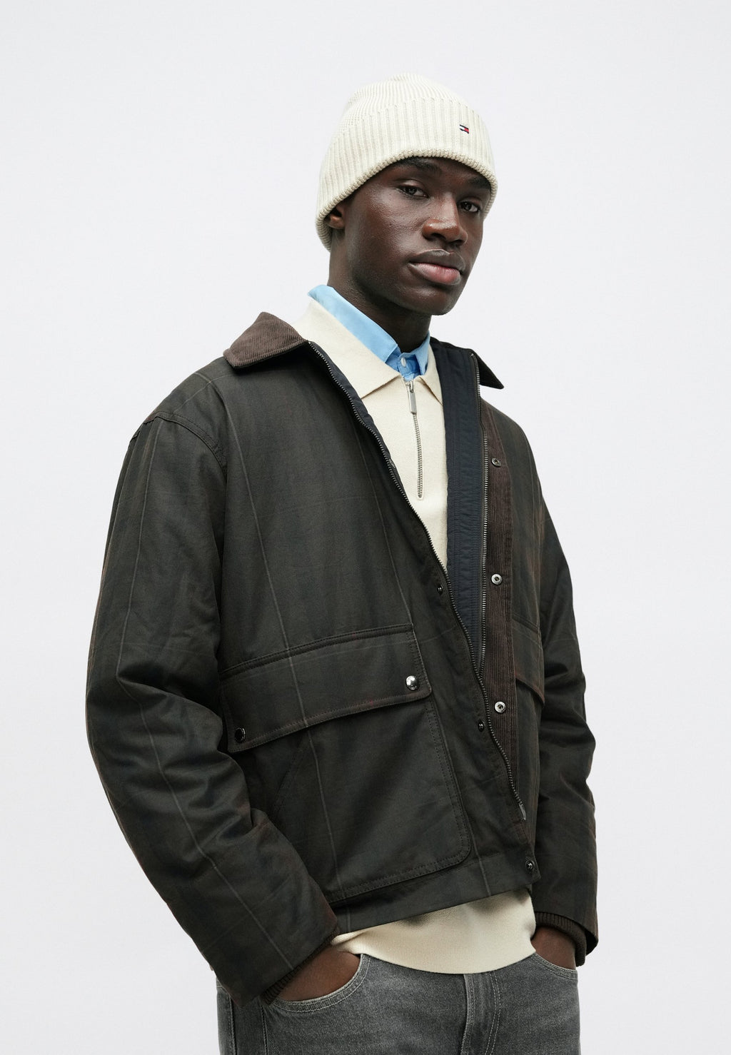 WAXED TARTAN CHECK RELAXED BARN JACKET Media 5