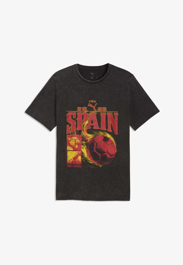 Puma FANPACK 90S TEE GERMANY - Print T-shirt - black-faster yellow
